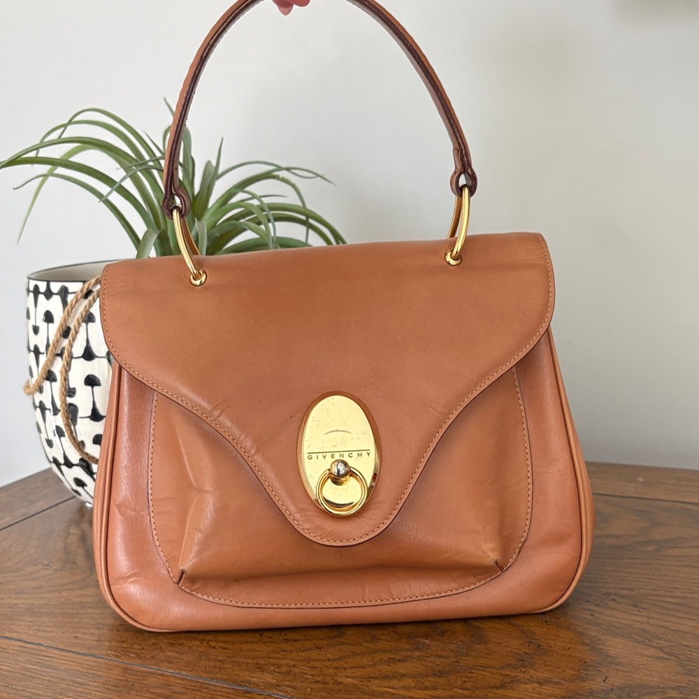 Givenchy Vintage Tan Leather Handbag with gold hardware